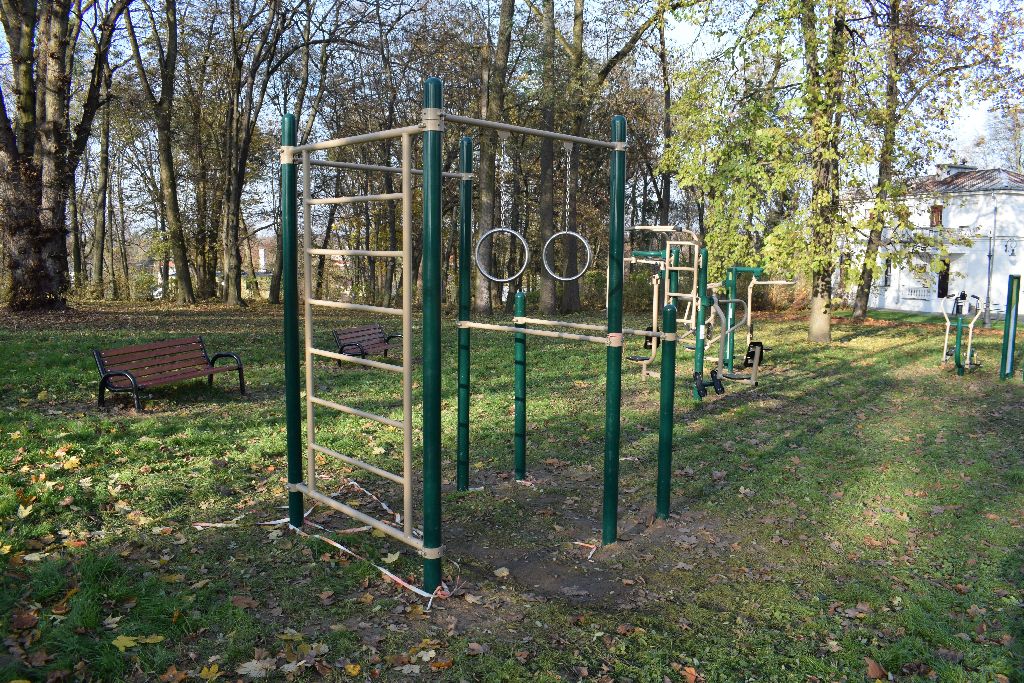 Elementy siłowni pod chmurką w Parku w Karczmiskach