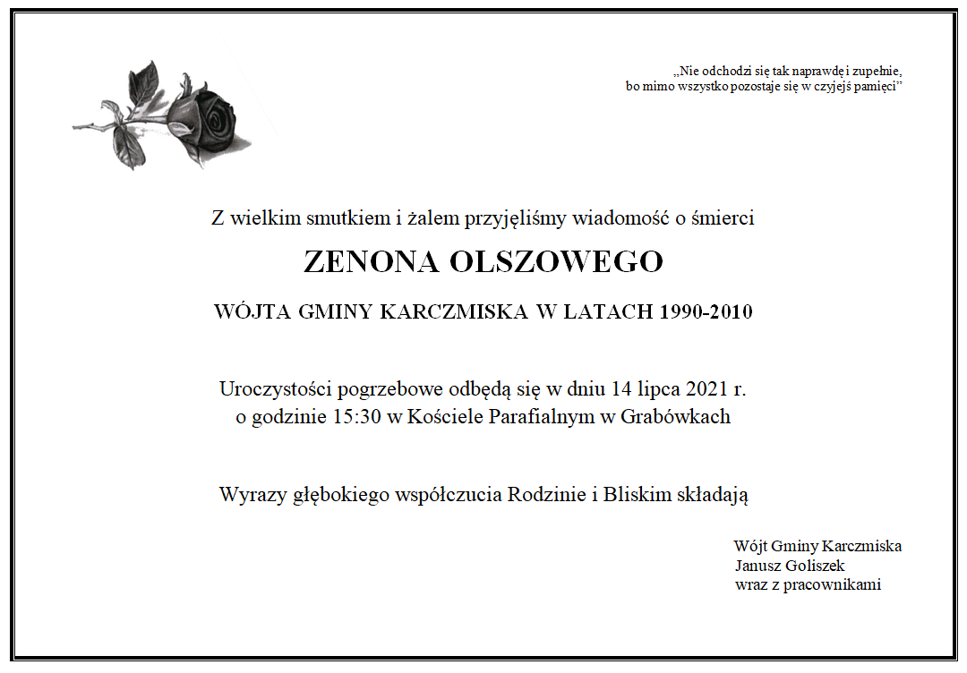 Wpis kondolencyjny po śmierci 