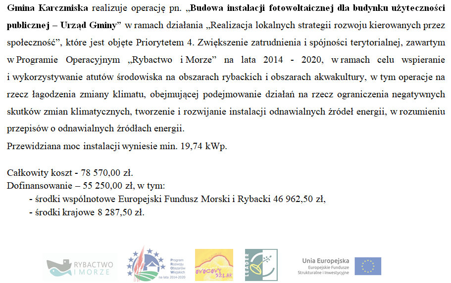 informacja o dofinansowaniu projektu
